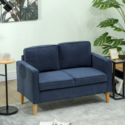 Homcom Compact 2 Seater Sofa With Under Seat Storage For Small Spaces Blue from B&Q