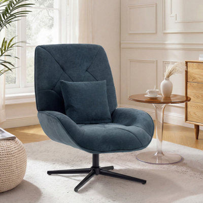Homcom Swivel Accent ChairChenille Armchair With Lumbar PillowDark Green from B&Q