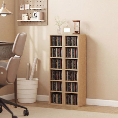 Homcom Set Of 2 Cd Storage Units Dvd Shelf With Adjustable ShelvesNatural from B&Q