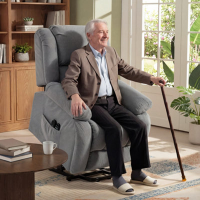 B&Q -  Power Lift Recliner ChairReclining Chair With MassageLight Grey