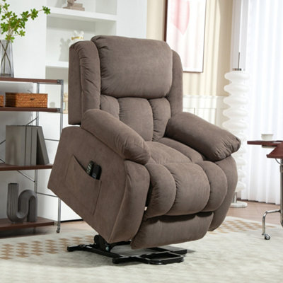 B&Q -  Power Lift Recliner ChairReclining Chair With MassageLight Brown