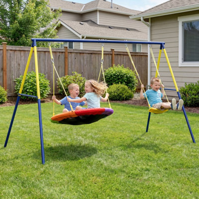 B&Q -  Kids Swing Set With Double SwingsMetal Frame150Kg Capacity