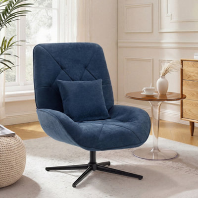 Homcom Swivel Accent ChairChenille Armchair With Lumbar PillowDark Blue from B&Q