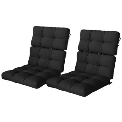 Outsunny Black Tufted Garden Seat Cushion With Backrest And Ties 2 Pack - Image 5