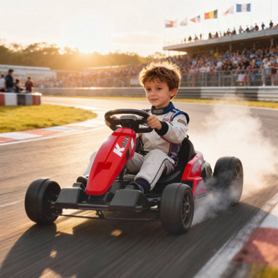 Aiyaplay 24V Electric Go Kart With Drift ModeAdjustable SeatRed from B&Q