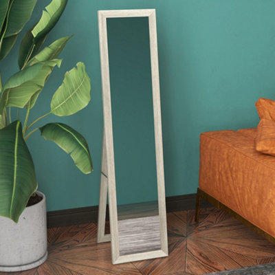 Homcom Full Length Mirror Farmhouse Wall Mirror Hanging Freestanding Grey from B&Q