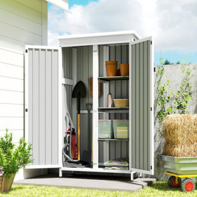 Outsunny - Outdoor Storage Cabinet - 166 x 94 x 43cm - White and Black - Image 6