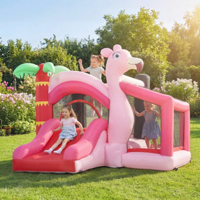 B&Q -  Kids Inflatable Bounce House With Blower For Indoor OutdoorPink