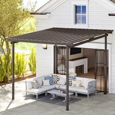 B&Q -  3 X 3(M) Waterproof Metal Pergola Easy To Assemble Lean To Pergola