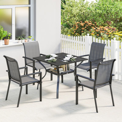 B&Q -  5 Pieces Outdoor Dining Set For 4Patio Furniture SetDark Grey