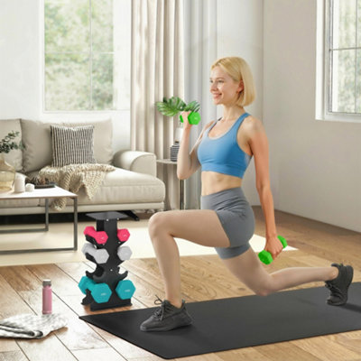 Sportnow Hex Dumbbells Set With Dumbbell Rack1Kg2Kg3Kg4Kg Set from B&Q