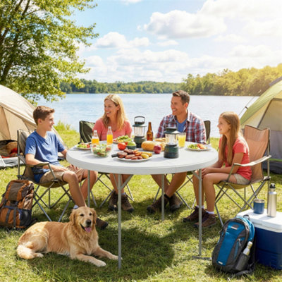 Rackhams White Picnic Table Folding Heavy Duty 120X120 Cm, - 1 - 120 X 120 X 74 Cm - 120 - Image 7
