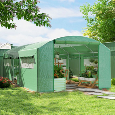 B&Q -  Polytunnel Greenhouse With 3 Roll-Up Doors6 X 3 X 2MGreen