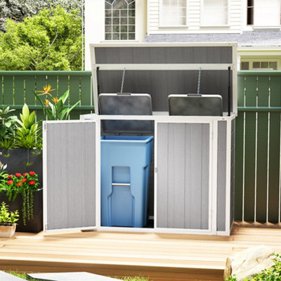 Outsunny 4.7 X 2.5Ft Lockable Garden ShedDouble Bin Storage ShedGrey from B&Q