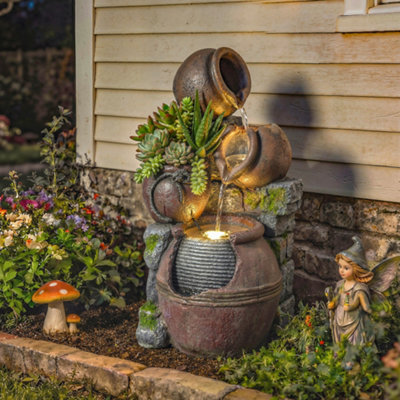 B&Q -  Outdoor Fountain With Led Lights4-Tier Garden Fountain
