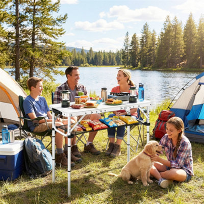 Outsunny 3Ft Folding Camping TablePicnic Table With Storage LayerWhite from B&Q