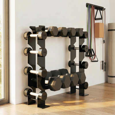 SPORTNOW 4-Tier Dumbbell Rack - Heavy-Duty Steel - Black - 200kg Capacity - Image 6