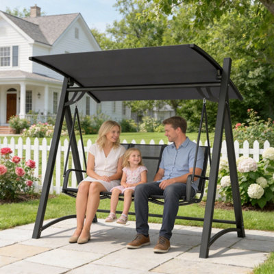 B&Q -  3 Seater Swing ChairGarden Swing Bench With Adjustable Canopy