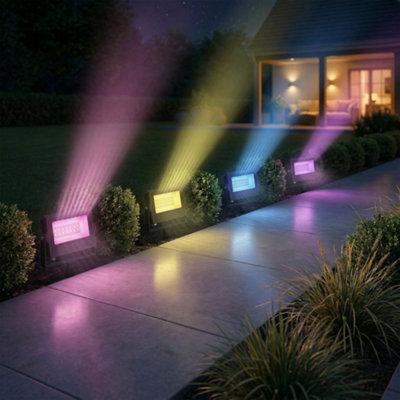 Outsunny 32W Led Floodlights, Outdoor Flood Light With Uk Plug, Black