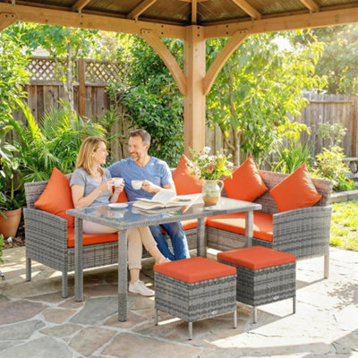 Outsunny 5Pcs Rattan Dining Corner Sofa SetGarden Furniture SetOrange from B&Q