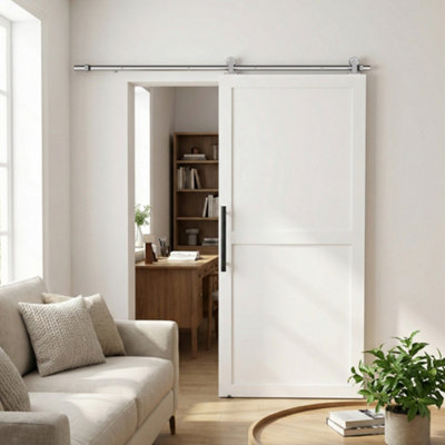 Homcom Sliding Door Hardware Kit Smooth Quiet 180Cm Sliver Tone from B&Q
