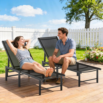 Outsunny Sun Loungers Set Of 25-Level Reclining SunbedsBlack from B&Q