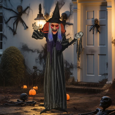 Voice Activated Halloween Animatronics Standing Witch & Skull Staff - Image 10