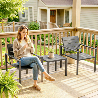 B&Q -  3 Pieces Garden Bistro Set For 2Outdoor Bistro Table And Chairs