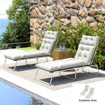 Outsunny Unisex Light Grey Garden Lounge Chair Cushions Set Of, 220Gsm Fabric, Size 2 - Image 4