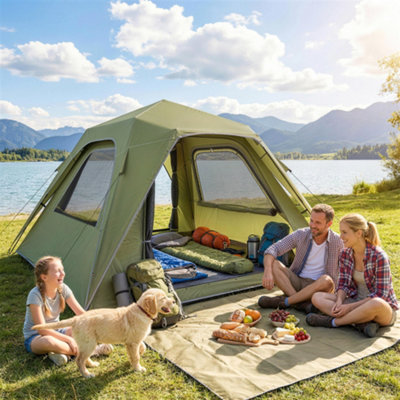 B&Q -  Pop Up Tent Waterproof Camping Tents 2-3 People Green