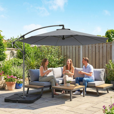 Outsunny 3(M) Banana Parasol Cantilever Umbrella Garden W/ Base Weights from B&Q