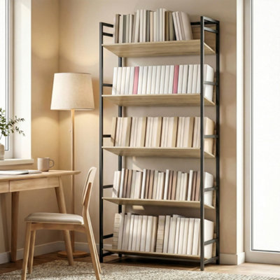 B&Q -  Bookcase Anti-Slip Design 5-Tier Oak