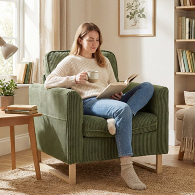 B&Q -  Armchair With Metal Legs And Spring Dark Green