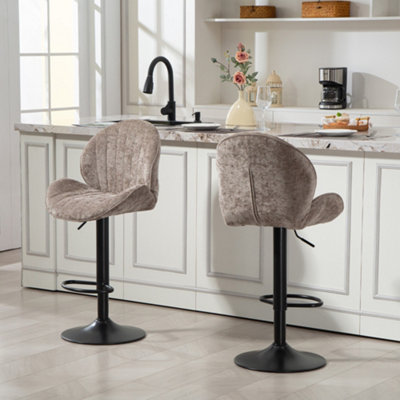 Homcom (Brown) Modern Bar Stools Set Of 2, Swivel Counter Height Barstools - Image 9