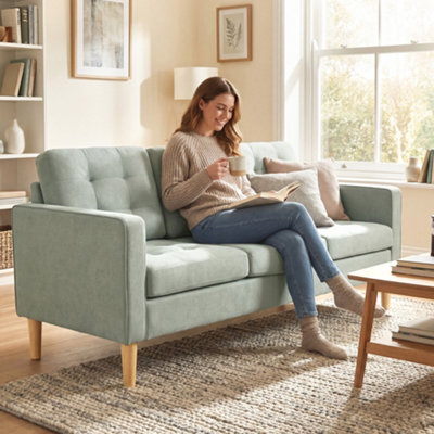 Homcom Modern 3 Seater Sofa With Hidden Storage And Rubber Wood Legs