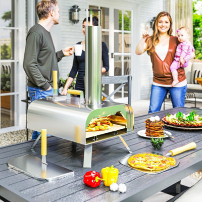 B&Q -  Portable Wood Pellet Pizza Oven With Foldable Legs 12 Inch Stone