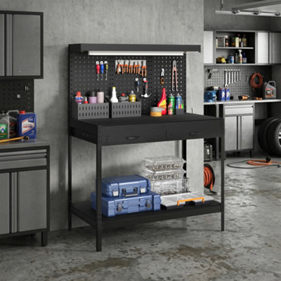B&Q -  110 Cm Workbench With Pegboard And Led Light272 Kg Load Capacity