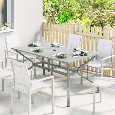 Outsunny Garden Dining Table With Steel Frame And Slatted TopLight Grey from B&Q