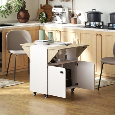 B&Q -  Folding Dining TableRolling Drop Leaf Table With Hidden Shelf