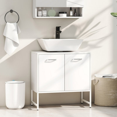 Homcom Bathroom Under Sink Cabinet For Basin Without Or With Pedestal White