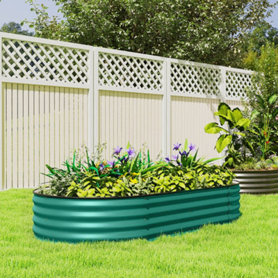 Outsunny Galvanised Raised Garden Bed Planter BoxLight Green from B&Q