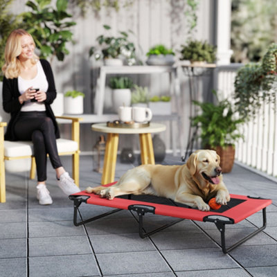 Pawhut Red Raised Dog Bed With Breathable Mesh For Dogs, Large