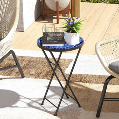 Outsunny Mosaic Garden Table35.5Cm Folding Coffee TableNavy Blue from B&Q
