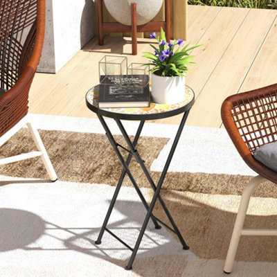 Outsunny Mosaic Garden Table35.5Cm Folding Coffee TableYellow from B&Q