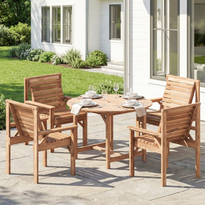 Outsunny Garden Dining SetRound Table And Chairs W/ Parasol HoleNatural from B&Q
