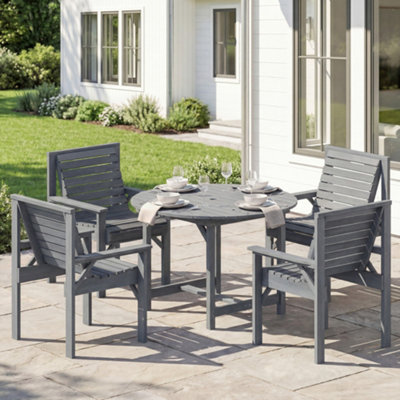 B&Q -  Garden Dining SetRound Table And Chairs W/ Parasol HoleGrey
