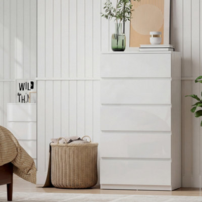 Homcom Bedroom Chest Of Drawers5 Drawers DresserDrawer UnitWhite from B&Q