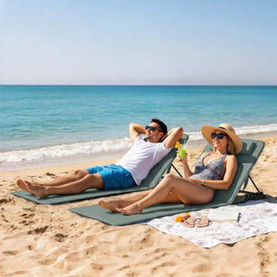 Outsunny 2 Pcs Foldable Sun LoungersBeach Lounger With Adjustable Back from B&Q