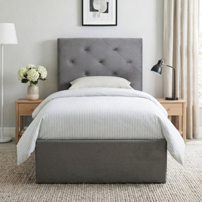 Homcom Dark/Grey Single Bed Frame Gas Side Lift Under Bed Storage B&Q