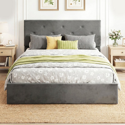 B&Q -  Double Bed Frame Gas End Lift Under Bed Storage Dark Grey